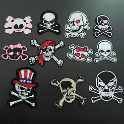 Punk style skull embroidery Patches Clothe Embroidery Applique Iron-On Decorative Handmade Clothes Jeans Badges