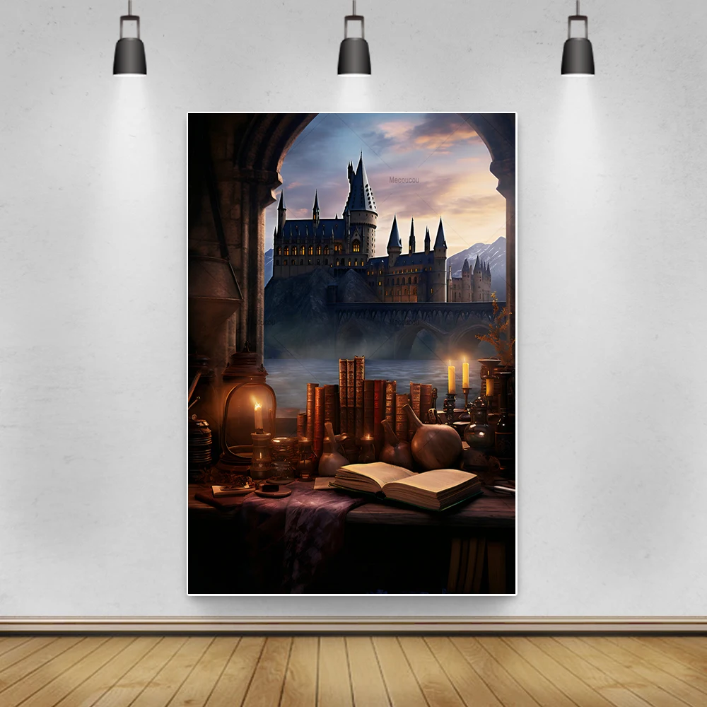 Wizard Castle Magic Academy Kid Baby Birthday Party Vertical Backdrop Custom Kid Room Photography Poster Studio Decor Background