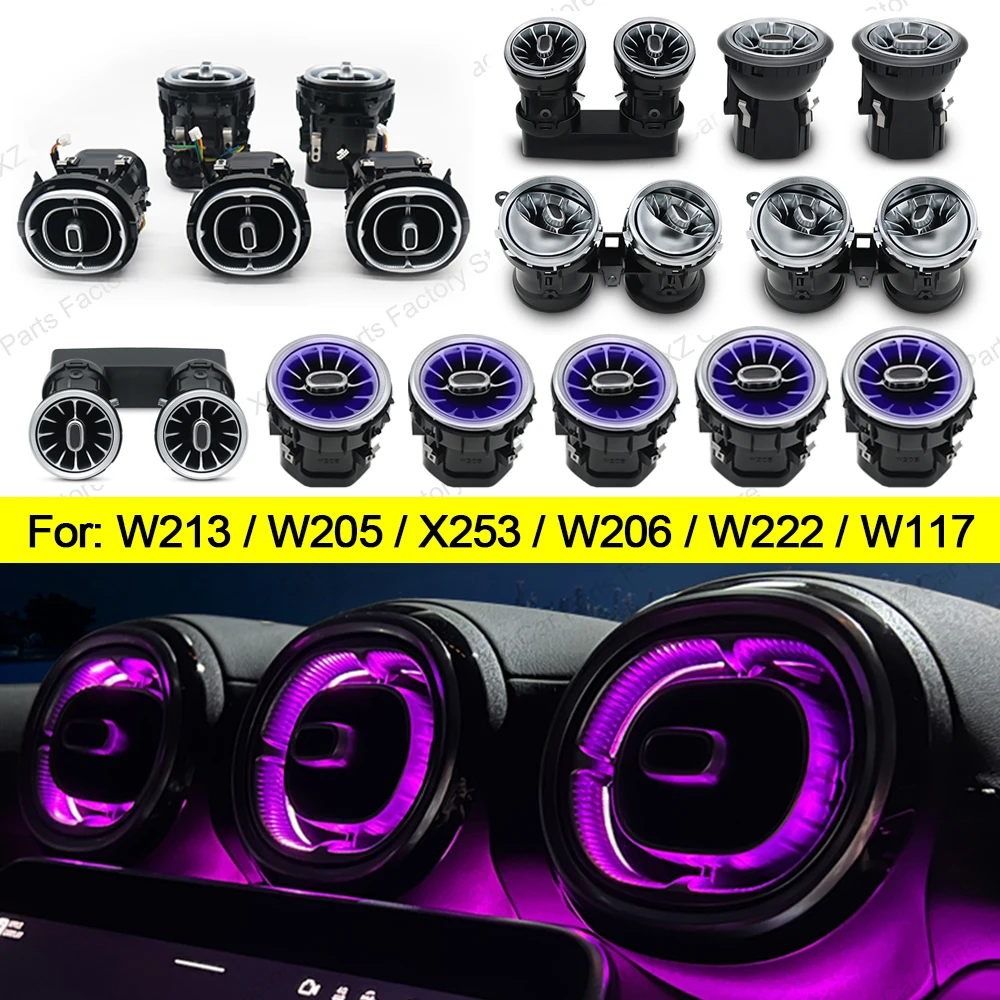 64 Colors Ambient Light Air Vent for Mercedes W205 W213 W117 W176 W206 W222 Turbo Air Condition Venter Outlet Air Vent Lamp