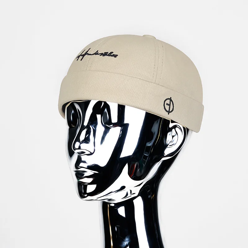 Spring New Embroidered Letter Yupi Brimless Melon Skin Hat for Both Men and Women, Street Hip-Hop Style Dome Landlord Hat
