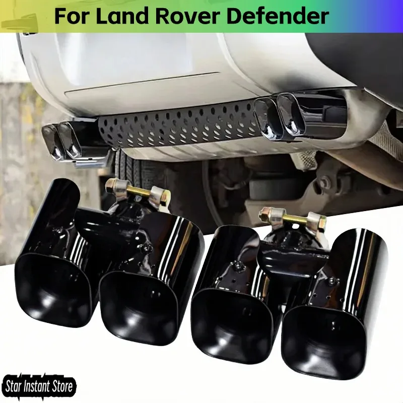

For Land Rover Defender 90 110 130 2020-2024 Exhaust Pipes Modification Stainless Steel Black Square Mouth Muffler Tip Nozzle