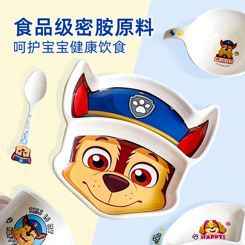 Original Paw Patrol  Baby Feeding Plate Children Tableware Tray Dish Bowl Fork Spoon Cup Food Training Dinnerware Set Kids Gift