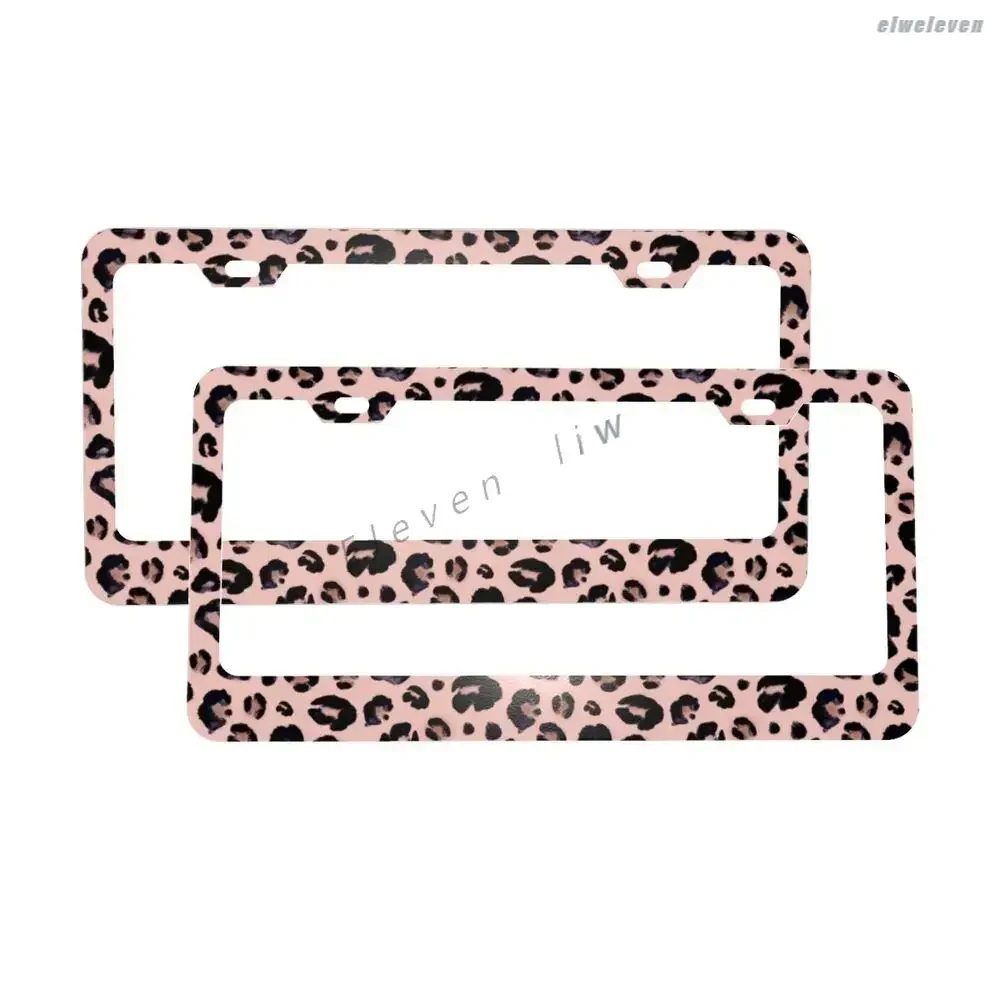 Pink Leopard 2 Pack License Plate Frames Car License Plate Cover Protection Against Theft  Number Plate Beautiful Cute gift