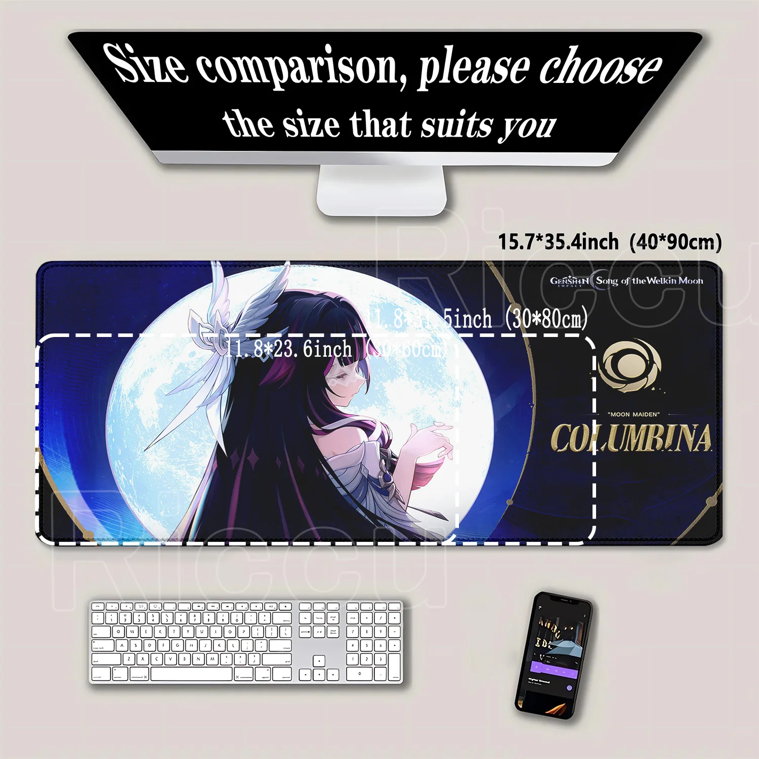 Hentai Genshin Impact Columbina art Muismat Vergrendeling Anime Edge Damselette Computer Gamer Grote rubberen muismat Laptop Bureaumat