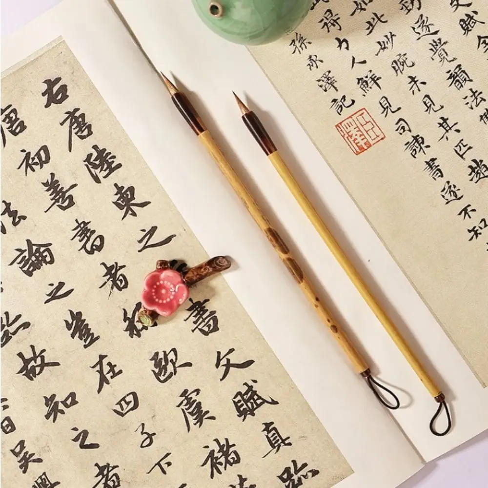 Oil Watercolor Chinese Calligraphy Brush Oil Painting Wolf Hair Scriptures Writing Brush Bamboo Art Paint Brush Watercolor