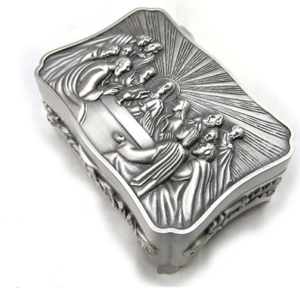The Last Supper of The Catholic Holy Goods Collection Box Catholicism Storage Box Tin Caddy Prayer Beads Holy Cards Jesus Church