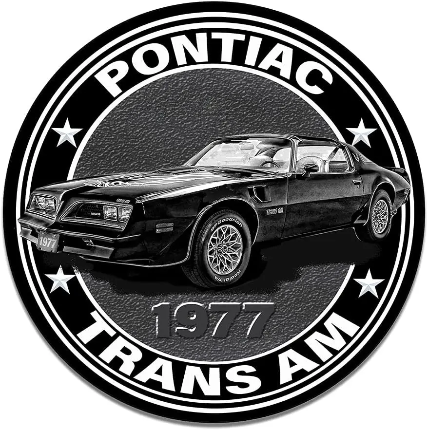 Black and White Compatible with Trans Am Silhouette 1977 Reproduction Car Company Garage Signs Metal Vintage Style Decor Metal T