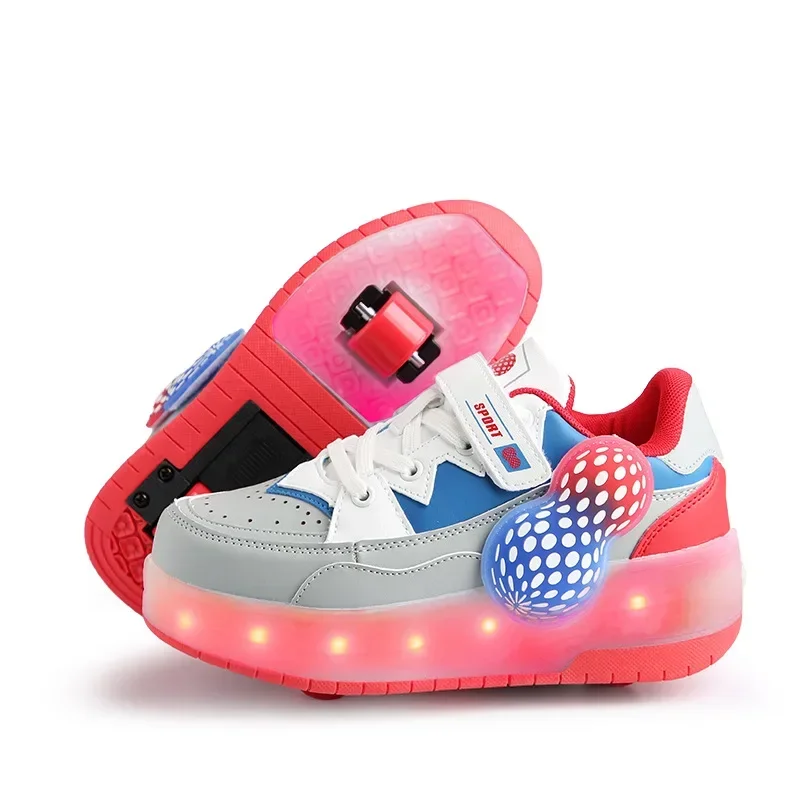 포네라이트 소녀 소년 롤러 신발 LED 라이트업 휠 스니커즈 어린이 롤러 스케이트 신발 어린이 선물 크리스마스