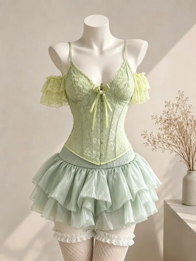 Summer Vintage 2 Piece Skirt Sets Women Casual Y2k Crop Top Vest + Mini Skirts Evening Party Clothing Retro Outfits Outwear New