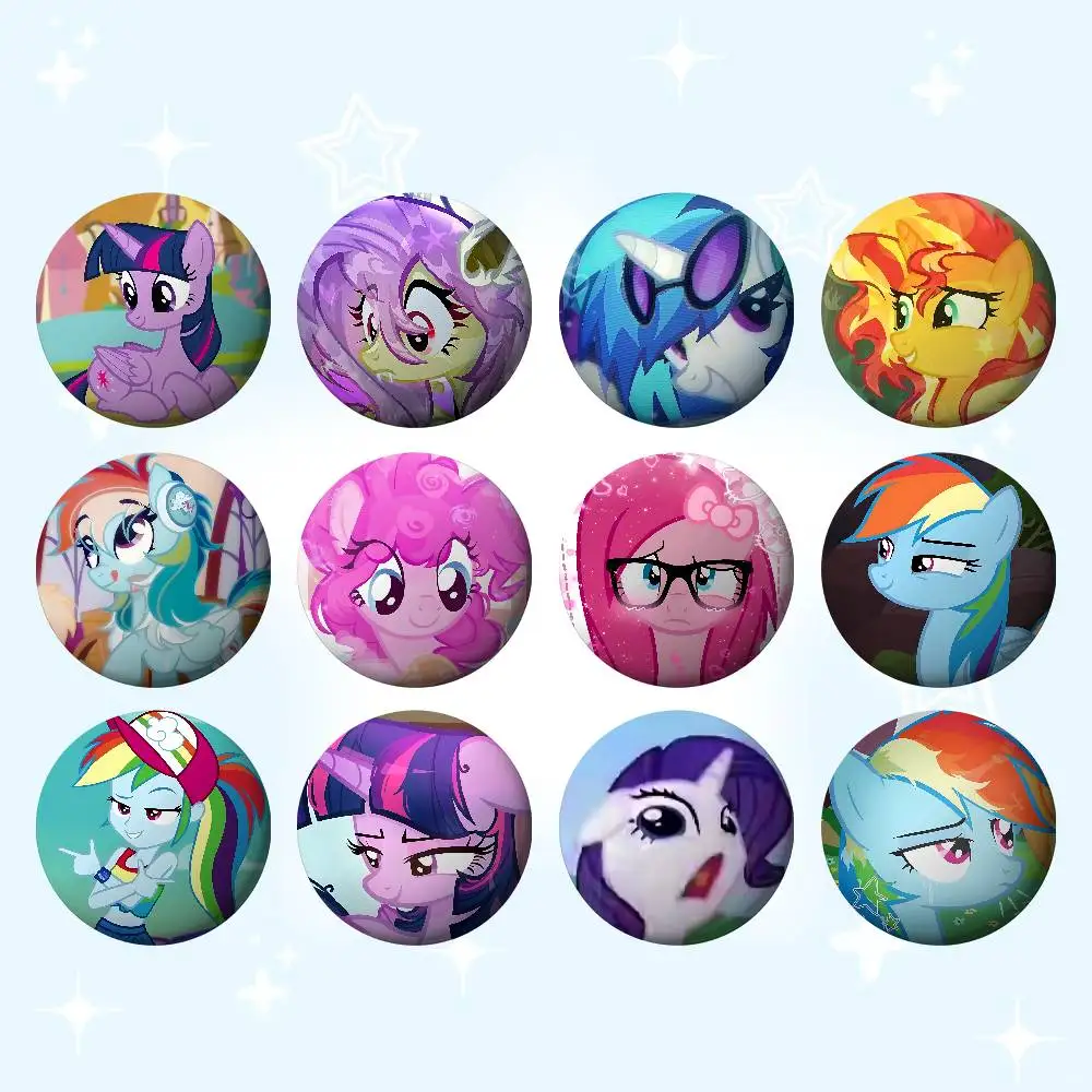 Cute Anime-M-My-L-Little-PonyS Bling Bling Badges Tinplate Soft Button Pin Brooch Metal Badge Custom Jewelry Accessories Hat Bag