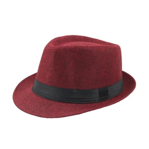 Männer klassischer Fedora -Hut mit schwarzen Bands, Short Tab, Gangster, Cosplay -Party, Fantasy -Accessoires, Sommer 6 Hauptverkaufs -Gangsterhose - №2