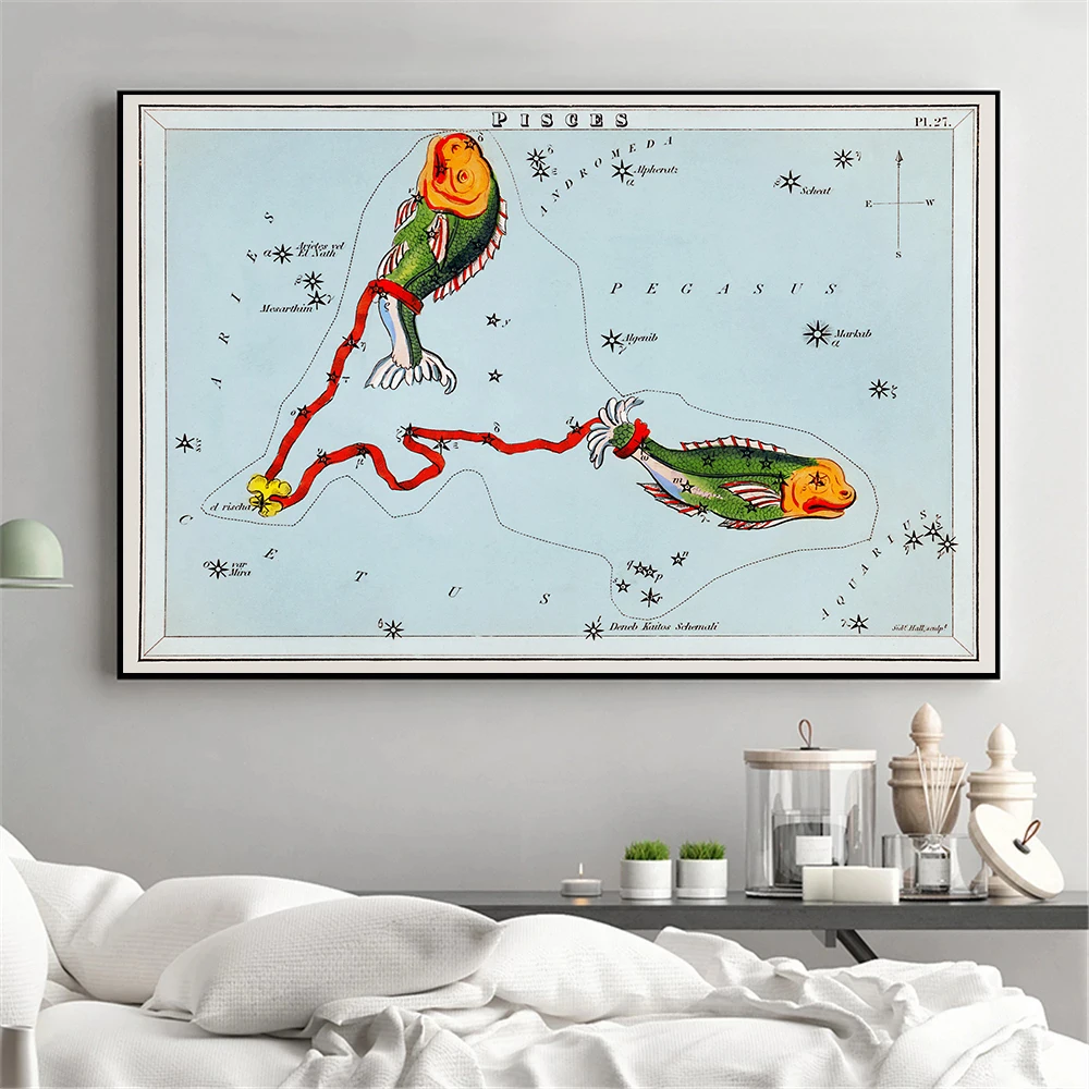 Astrology Zodiac Horoscope Posters Andromeda Pegasus Capricorn Sagittarius Prints Canvas Painting Wall Pictures Home Room Decor