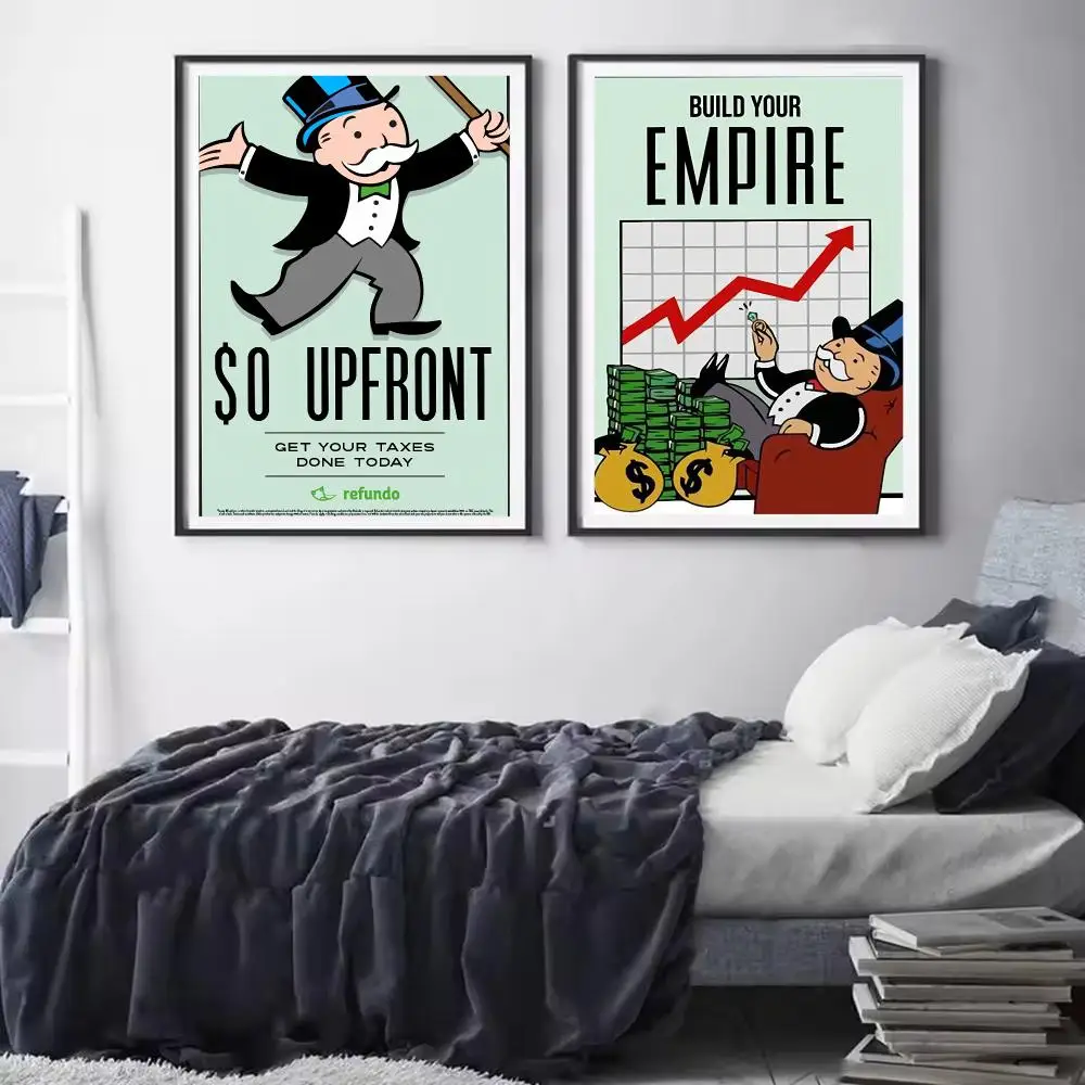 Monopoly Millionaire Money Painting Calligraphy Stylish Wall Art Poster, Bedroom Living Room Home Decor Gift - view 4