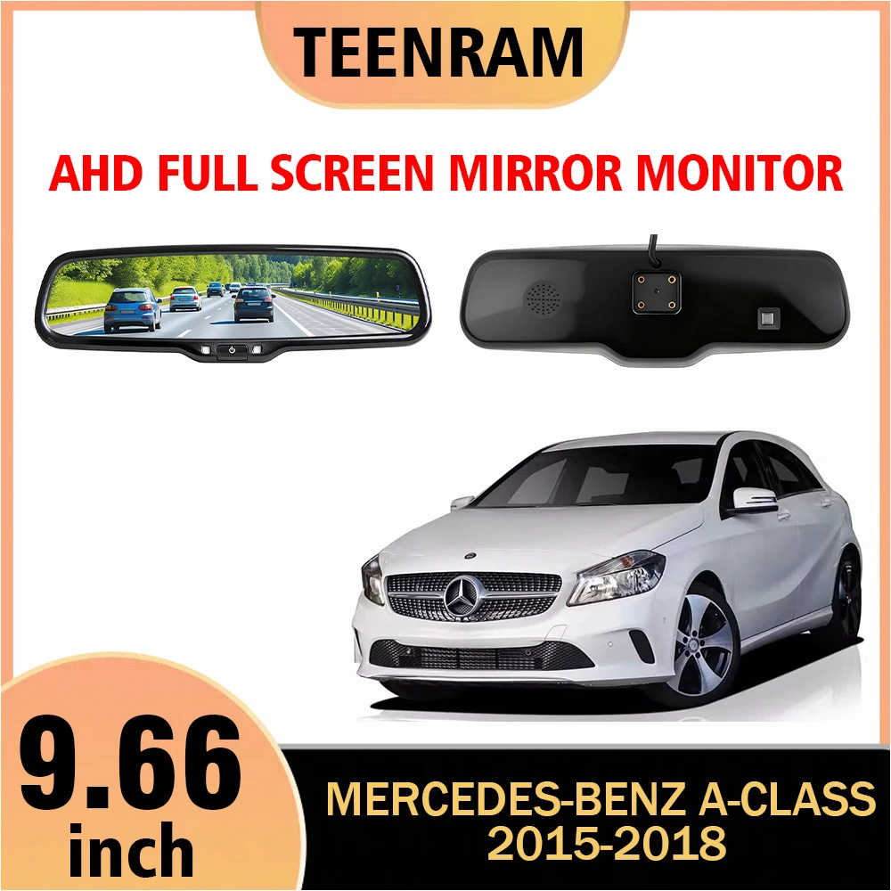 For Mercedes-Benz A-Class 2015-2018 9.66 Inch Car Digital Rear View Mirror Monitor Full Screen AHD 1080P