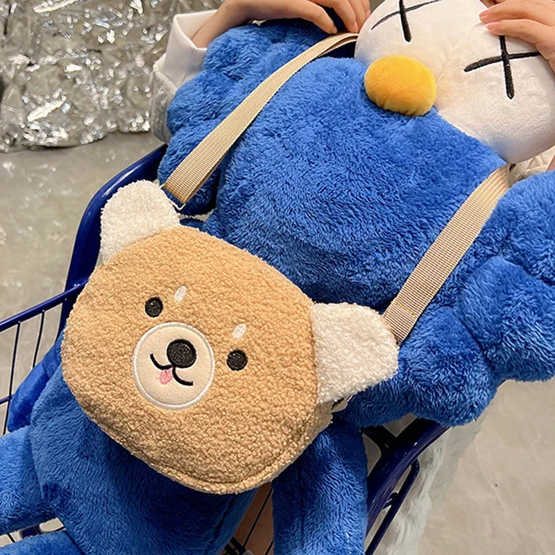 Japanese Style Plush Shoulder Bag Women Cartoon Crossbody Bag Sheep Bear Small Phone Purse Kids Girls Wool Coin Wallet Handbag