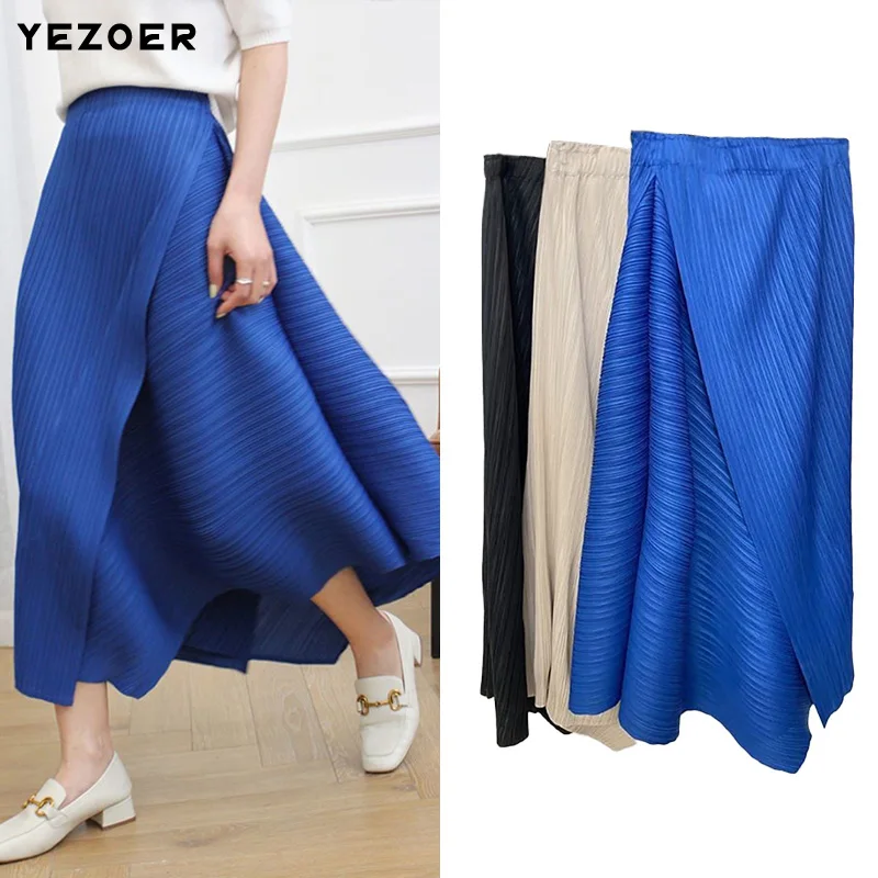 

Асимметричное плиссированное платье YEZOER свободного размера для женщин, однотонные платья с высокой талией, повседневная женская одежда, лето 2023, SZ5515