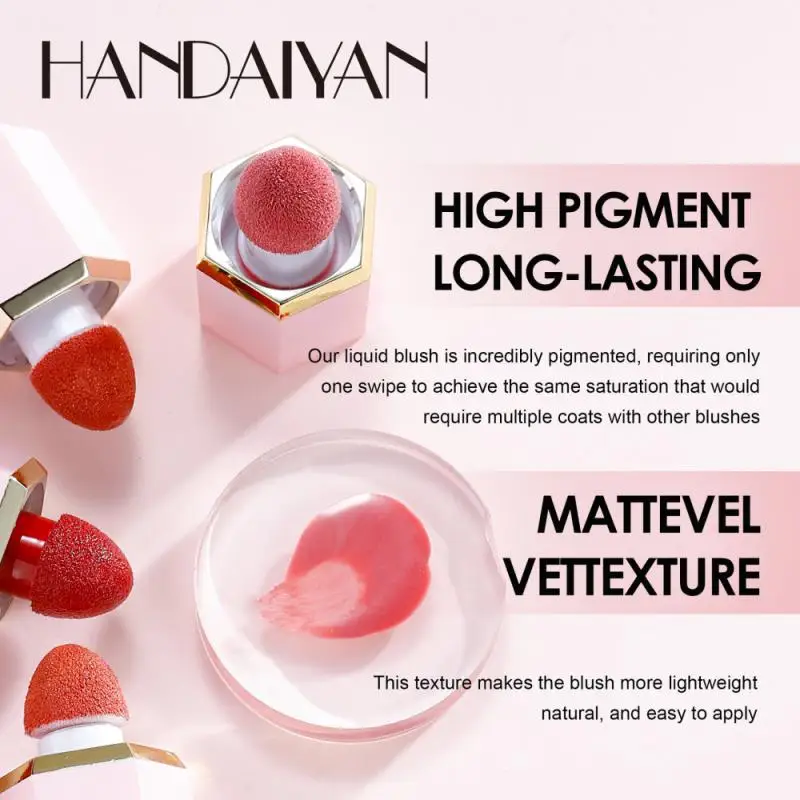 HANDAIYAN Matte Moisturizing Liquid Blush Tinted Red High Pigmented Face Cheek Rouge Blush Cream Lasting Color Rendering Makeup