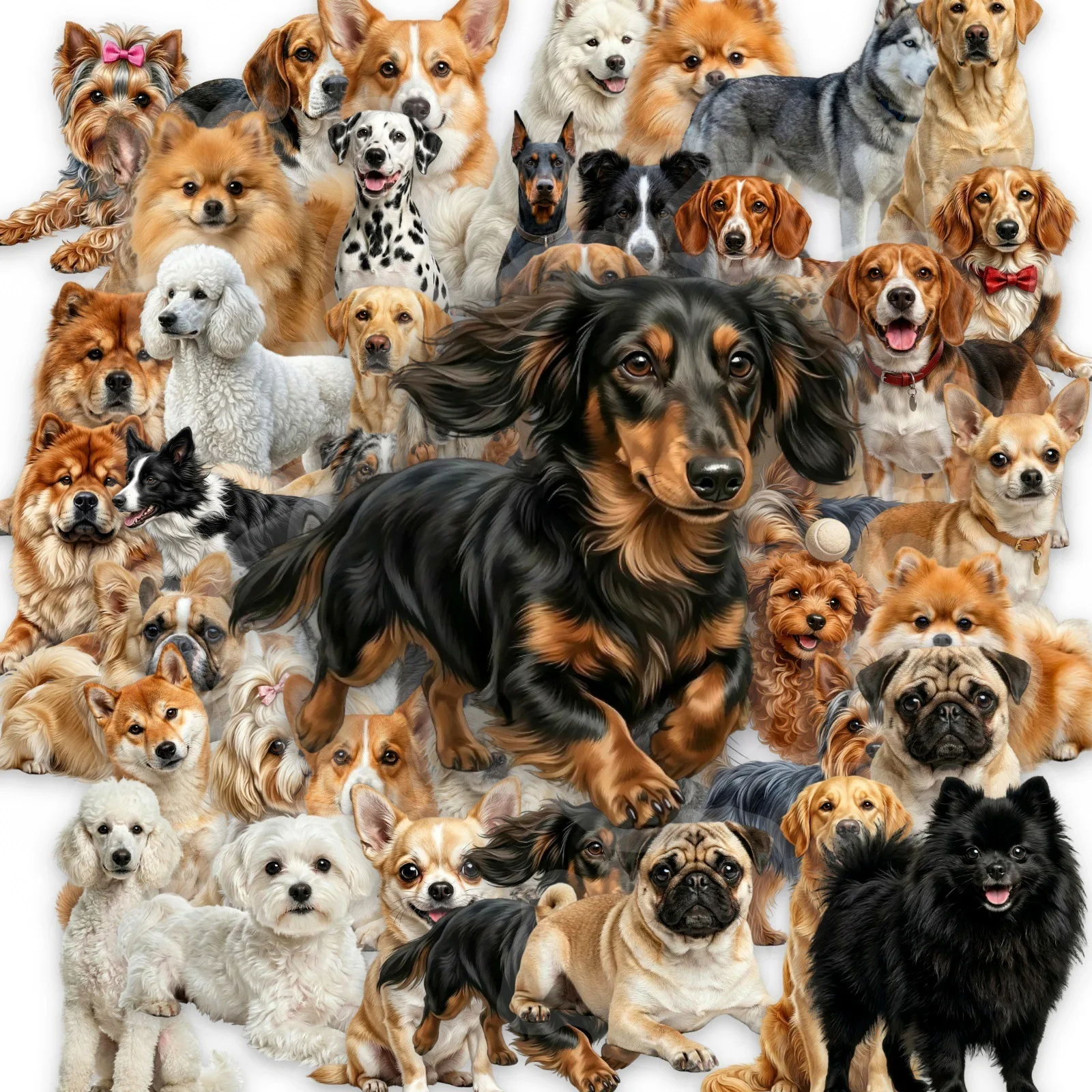 10/50PCS Cute Dog Collection Transparent Stickers Realistic Animal Graffiti Decoration Notebook Mobile Guitar Skateboard Decals
