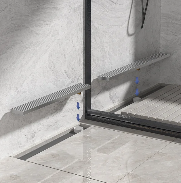 Linear Floor Drain Anti-odor Stainless Steel Bathroom Shower Clean Out Tile Insert Hidden Long Floor Drain Core Cover Black Grey