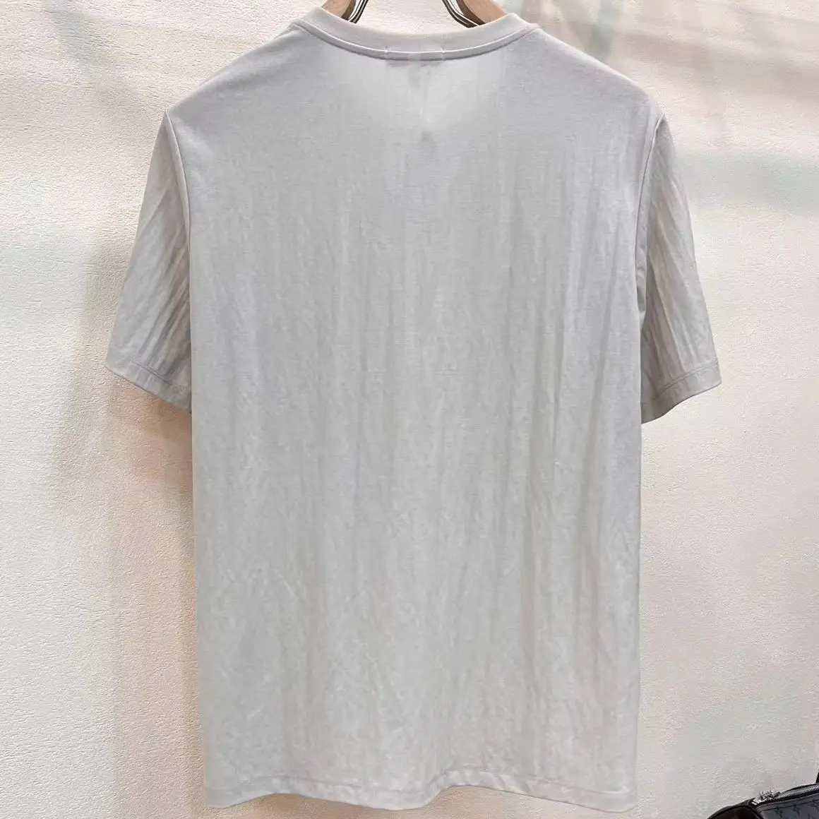 BC Italy Crew Neck Micro-pleated Textured Embroidery Summer Lightweight T-Shirt