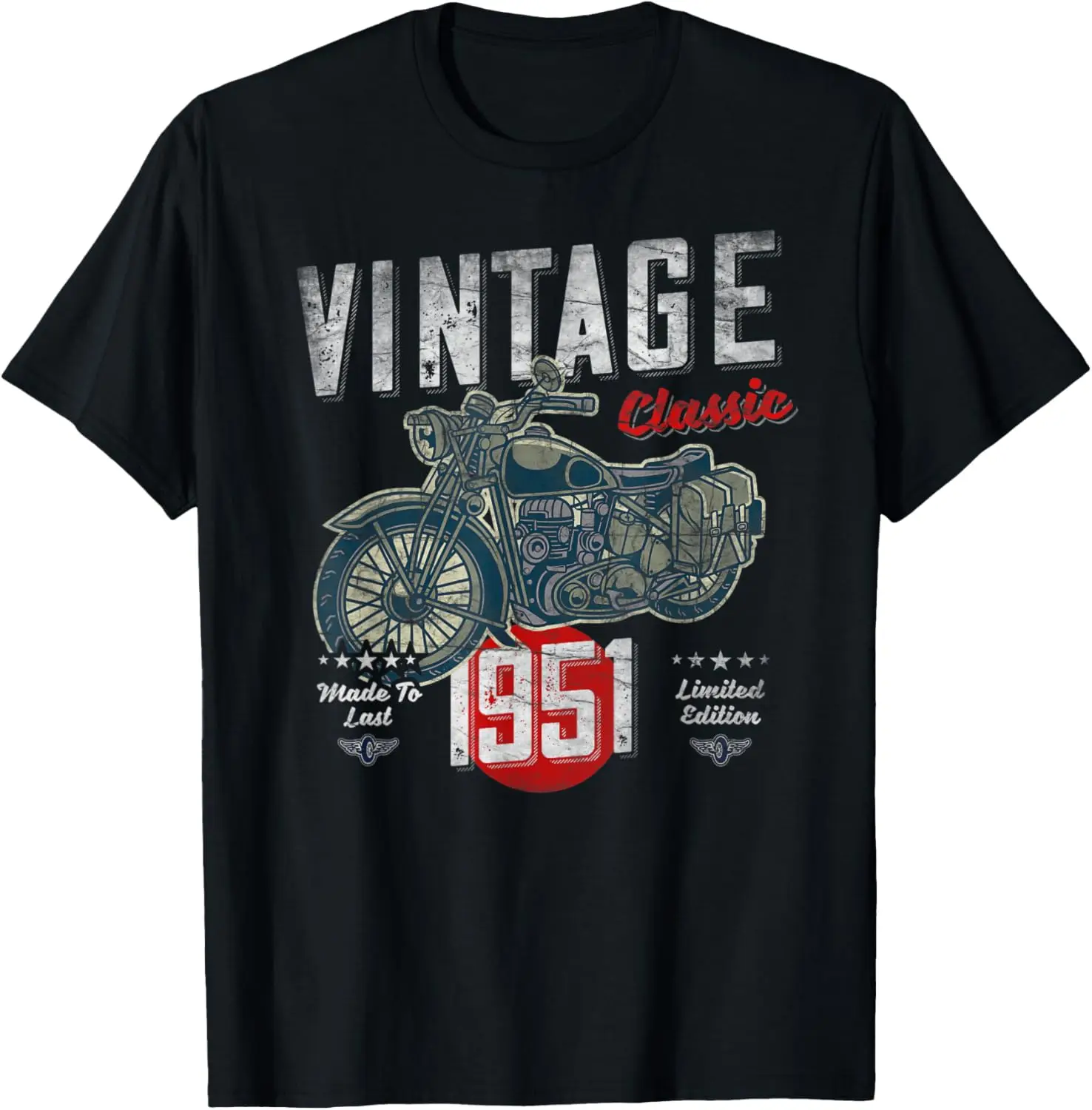 Vintage Born 1951, 70 cumpleaños, retro clásico, camiseta de motocicleta