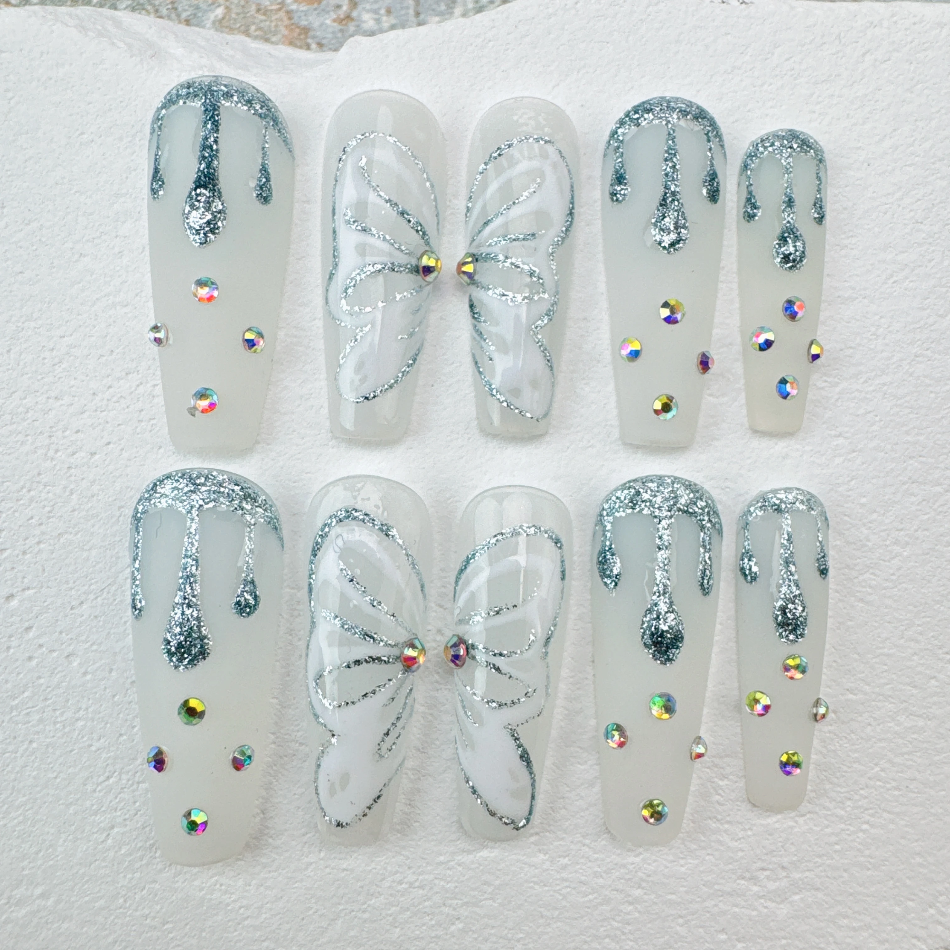 

handmade nail art/custom press on nails/party press on nails/Flakes for nails/wedding nails gift/Japanese nails/Long nails