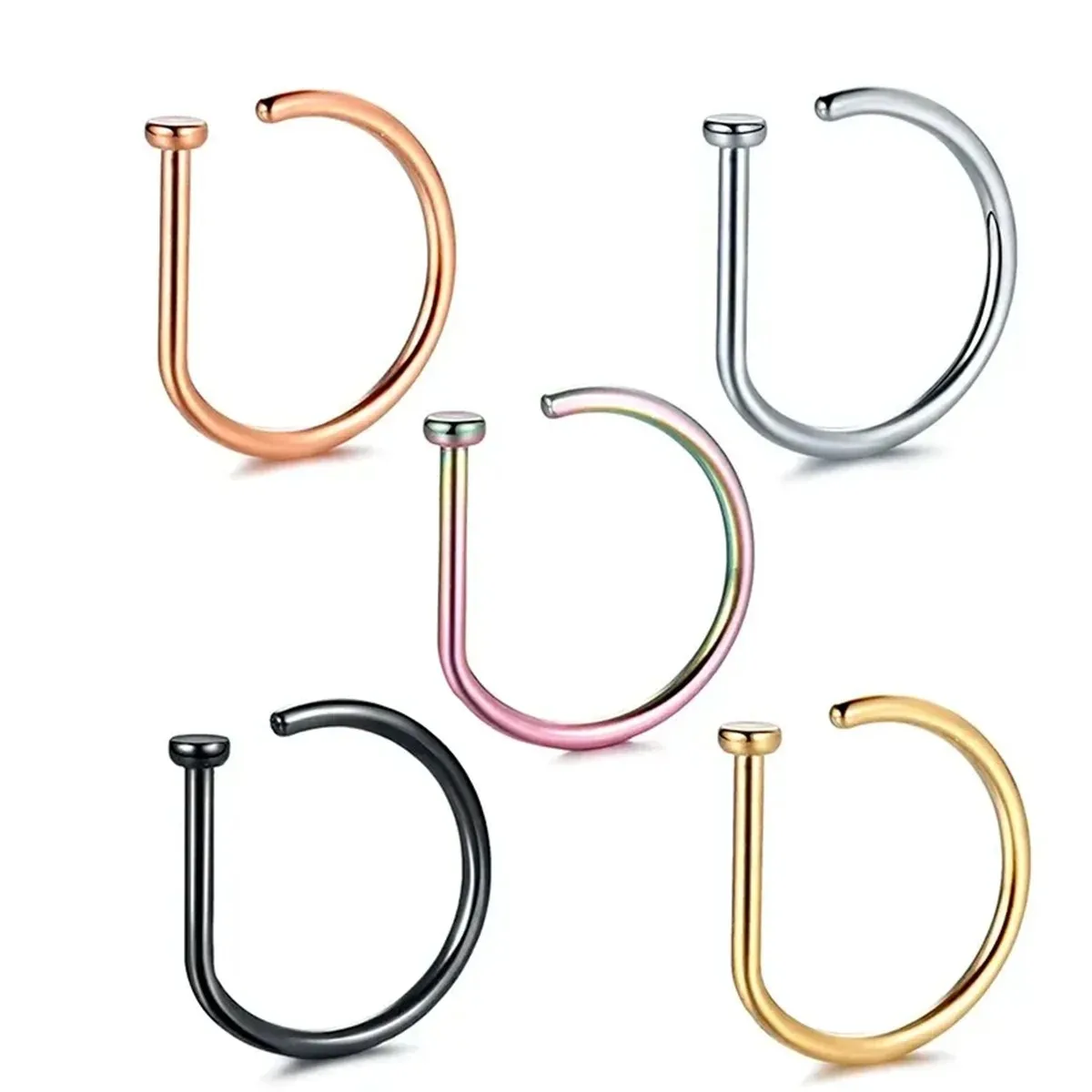 

1Pcs Stainless Steel Fake Lip Ring Hoop Septum Rings D Clip Lip Ring Earring Fake Nose Piercing Women Body Jewelry Non-Pierced