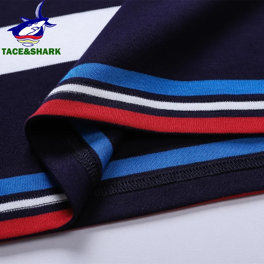 TACE&SHARK Brand Polo Shirt High Quality Men Long Sleeve Striped Comfortable Camisa Polo Shirts 2023 Polo Homem