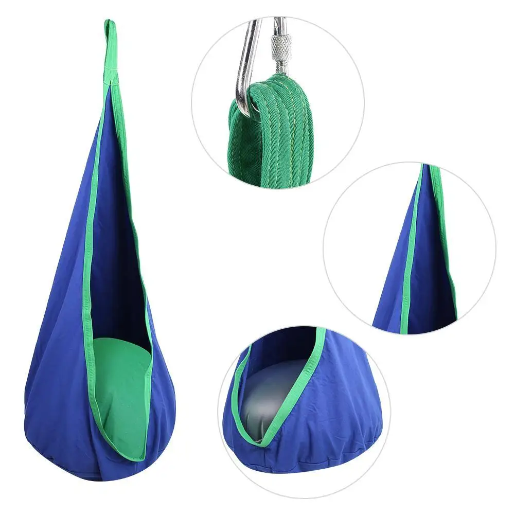 Kinder-Pod-Schaukelstuhl, bequemer blauer Hängesitz für drinnen und draußen, für Kinder, lustige Entspannungsmöbel