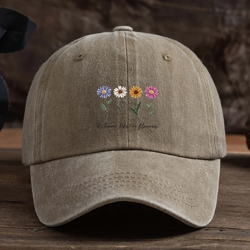 Men's outdoor baseball cap, stylish and versatile women's duckbill cap with four-color floral print
