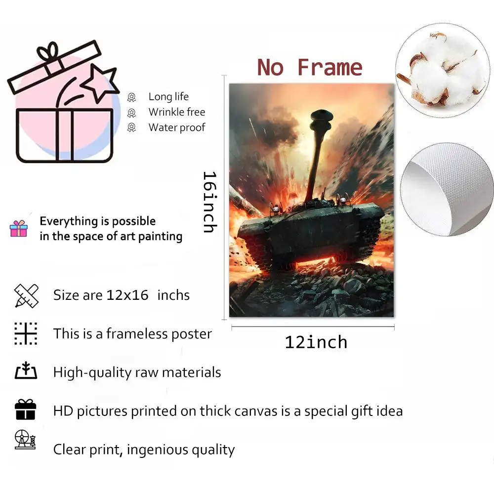 World Of Tanks Shooter Military Painting Calligraphy Wall Art Mural Living Room Canvas Decor Gifts