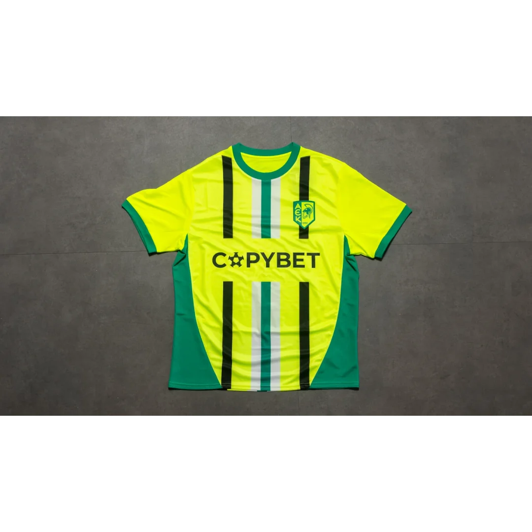 

25-26 AEK Larnaca home football jersey match training kit Summer Sports Men's T-Shirt Kid's Clothes Woman Surfing T-shirt ﻿ ﻿