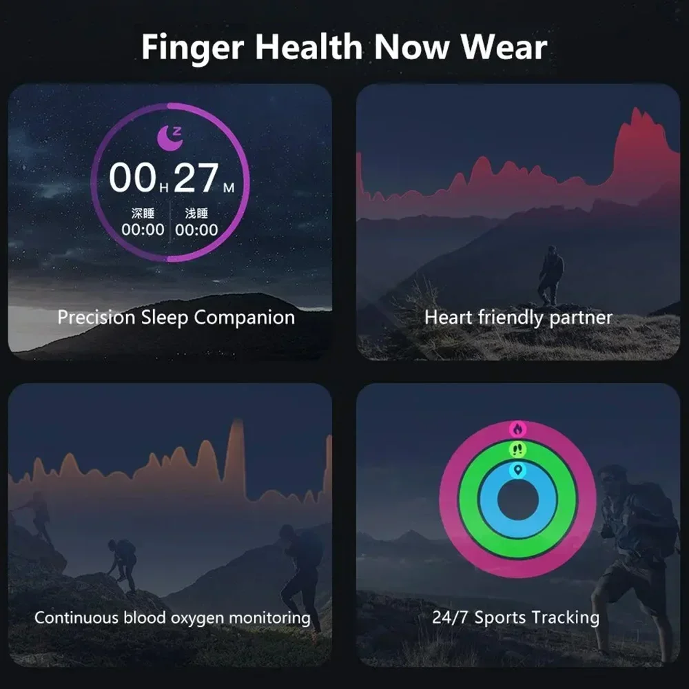 Nieuwe Gezonde Slimme Ring Mannen Vrouwen, Hartslag Bloed Zuurstof Slaap Monitor Foto Controle Sport Fitness Digitale Ring Voor Android Ios