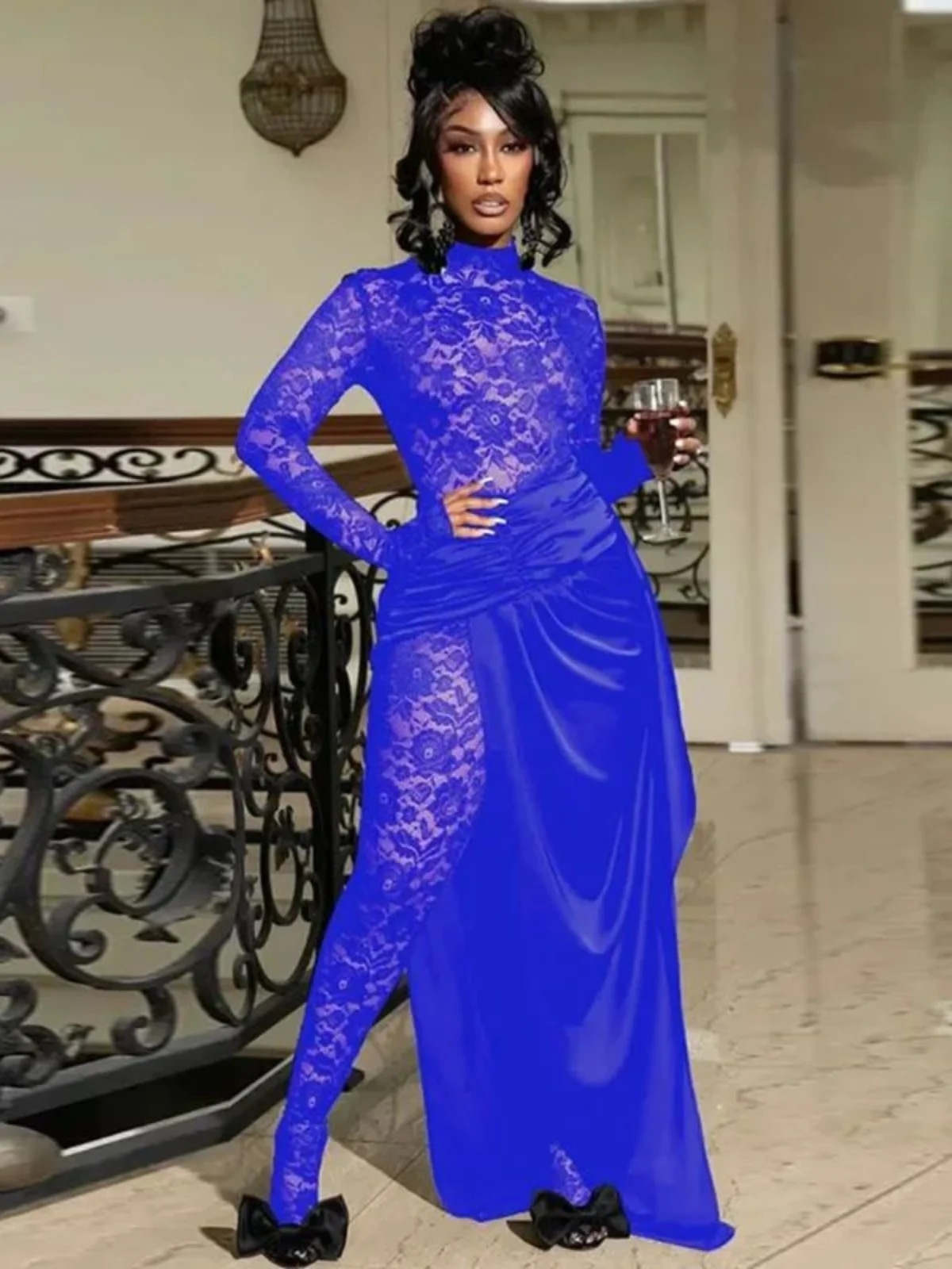 Set gonna tuta sexy in pizzo Set pantaloni lunghi slim fit a vita alta da donna Abbigliamento casual f Gonna corpo Ensemble Faionable Trendy