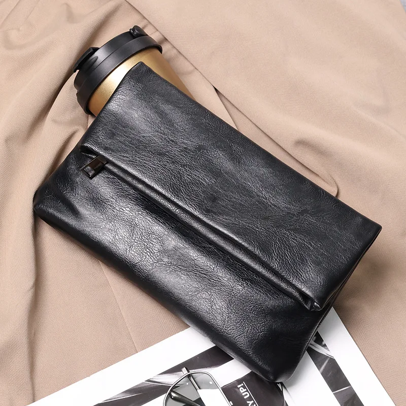 

Fashion Folding Clutches Bag Men Handbags Casual Business Men's Clutch Bags Soft PU Leather Clutches Male Large Capacity Purse