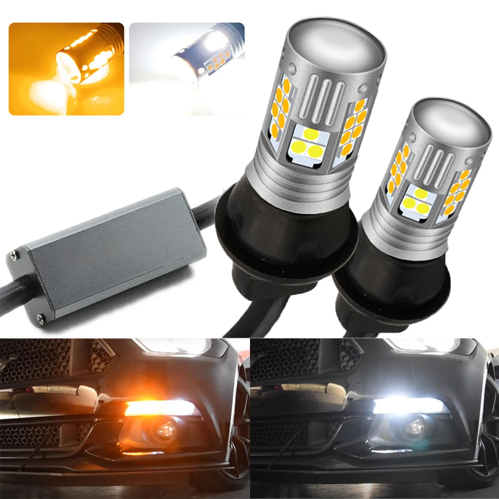7443 Error Free Switchback LED Turn Signal Bulbs - Dual Color (White/Amber), DRL, No Hyper Flash, Built-in Resistors DRL