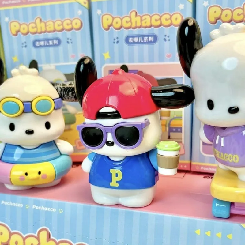 Sanrio Pochacco seria peryferyjna nowe urocze i kreatywne lalki z kreskówek figurki zabawkowe pudełko z niespodzianką modne ozdoby na biurko