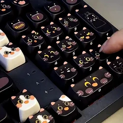 Black Cat Head Mao Cartoon Keycap Set Cute Pet Cat and Dog Head Pattern PBT Mechanical Keyboard DIY Keycap New Year Gift