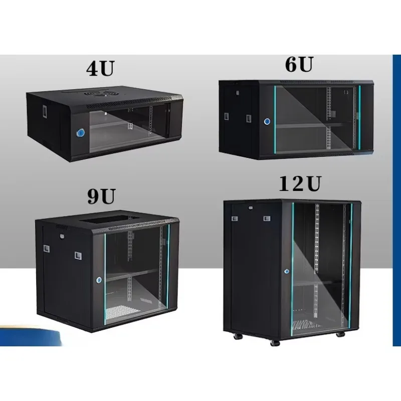 خزانة شبكة مثبتة على الحائط 6U رف خادم 9U-42U للمنزل والمفاتيح وتخزين المعدات ذات الجهد المنخفض