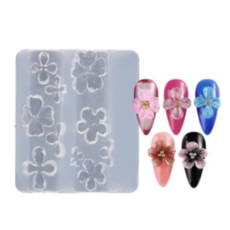 #1/3Pcs Relief Lily Flowers Nail Carving Mold 3D Silicone Hawaii Hibiscus Flowers Petals Modeling Templates Clear Nail Tools