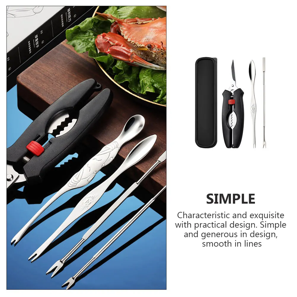 

1Set Crab Eating Tools Set Ergonomic Design Seafood Scissors Forks for Crab Lobster Boil Party Seafood Tool Lobster Scissor