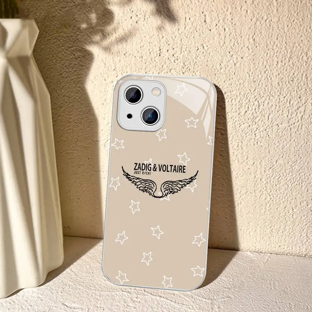 Fashion Z-Zadig And V-Voltaires Tempered Glass For Iphone 14 13 12 11 Pro Mini XS MAX 14Plus X XS XR Fundas