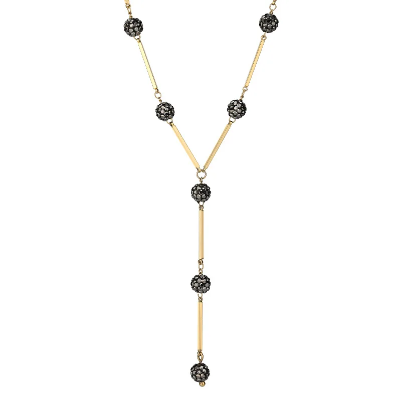 Y字型ダイヤモンドボールネックレス、恋人へのトレンディなギフトアクセサリー、冷たくエレガントでありながらフェミニン、鎖骨チェーン