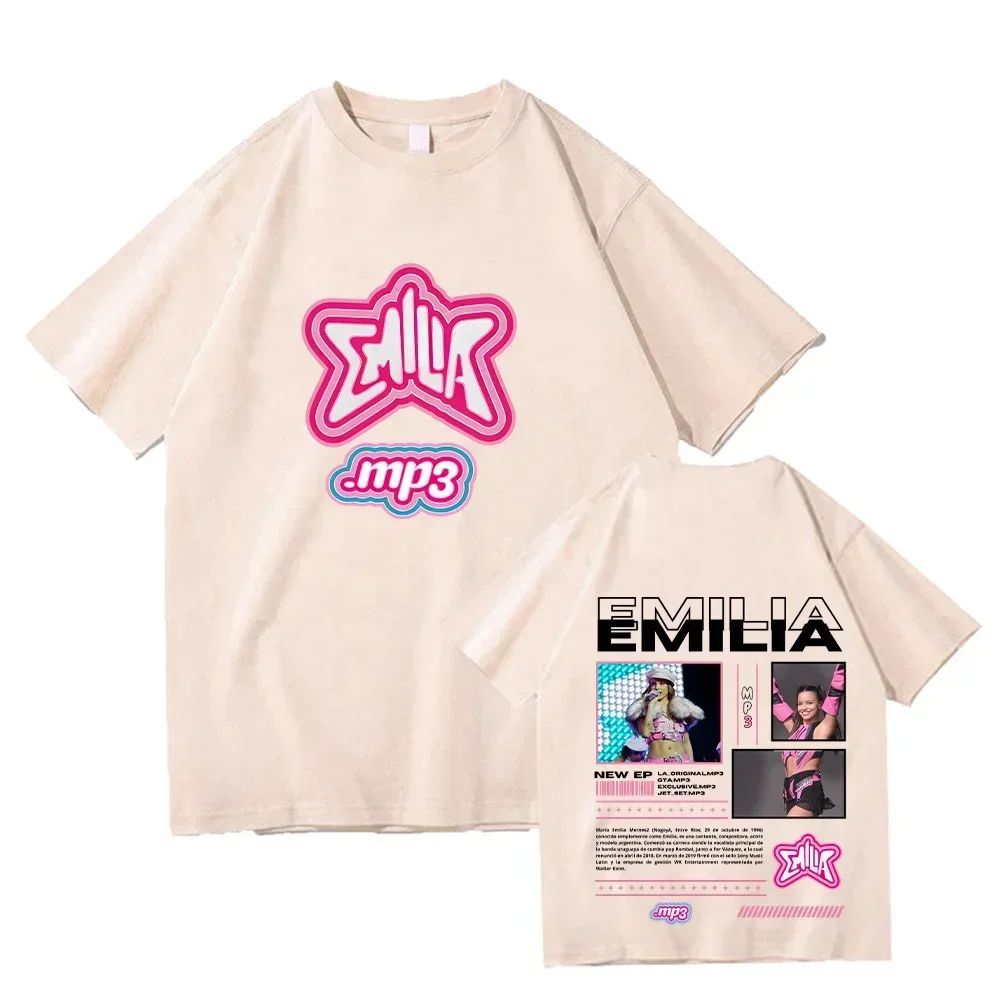 إميليا Mernes MP3 تي شيرت المرأة موضة خمر قصيرة الأكمام التي شيرت الهيب هوب تيز المرأة ملابس كاجوال تي شيرت المرأة