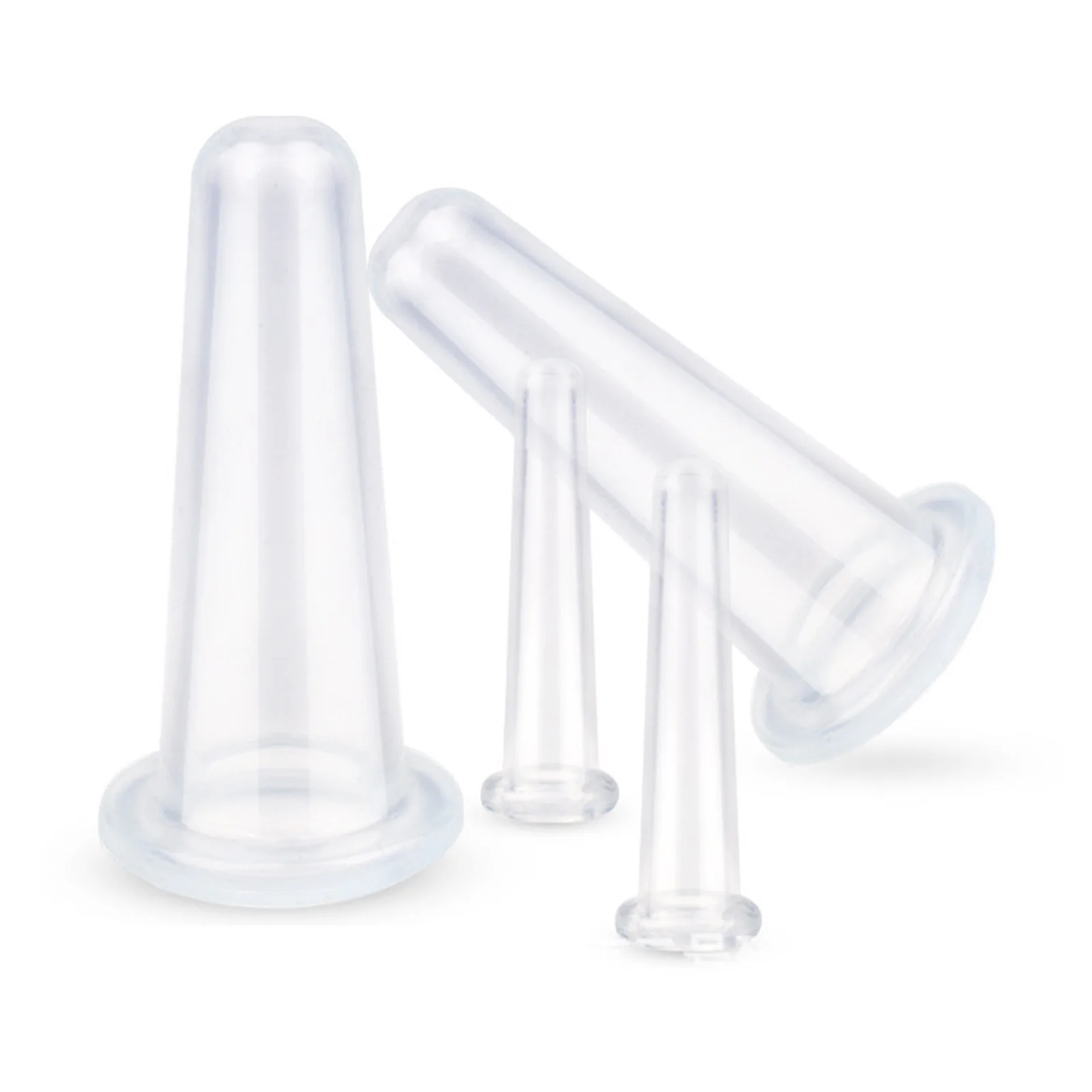 Juego de ventosas faciales de silicona para masaje, juego de ventosas de succión al vacío para terapia de ventosas blancas para uso doméstico cosmético, 4 piezas