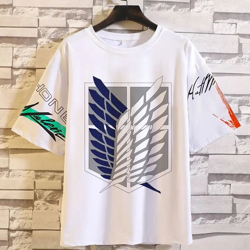 أنيمي لعبة هجوم على تيتان الملابس الإناث الذكور الكابتن أجنحة الحرية قصيرة الأكمام الطرفية ثنائي الأبعاد إرين تي شيرت