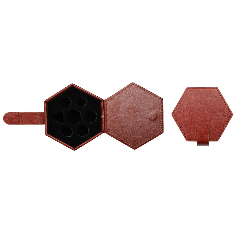 New PU Leather Dice Storage Bag Can Hold 7 Dice Hexagon Run Group Dice Box Protective DND Dice Tray