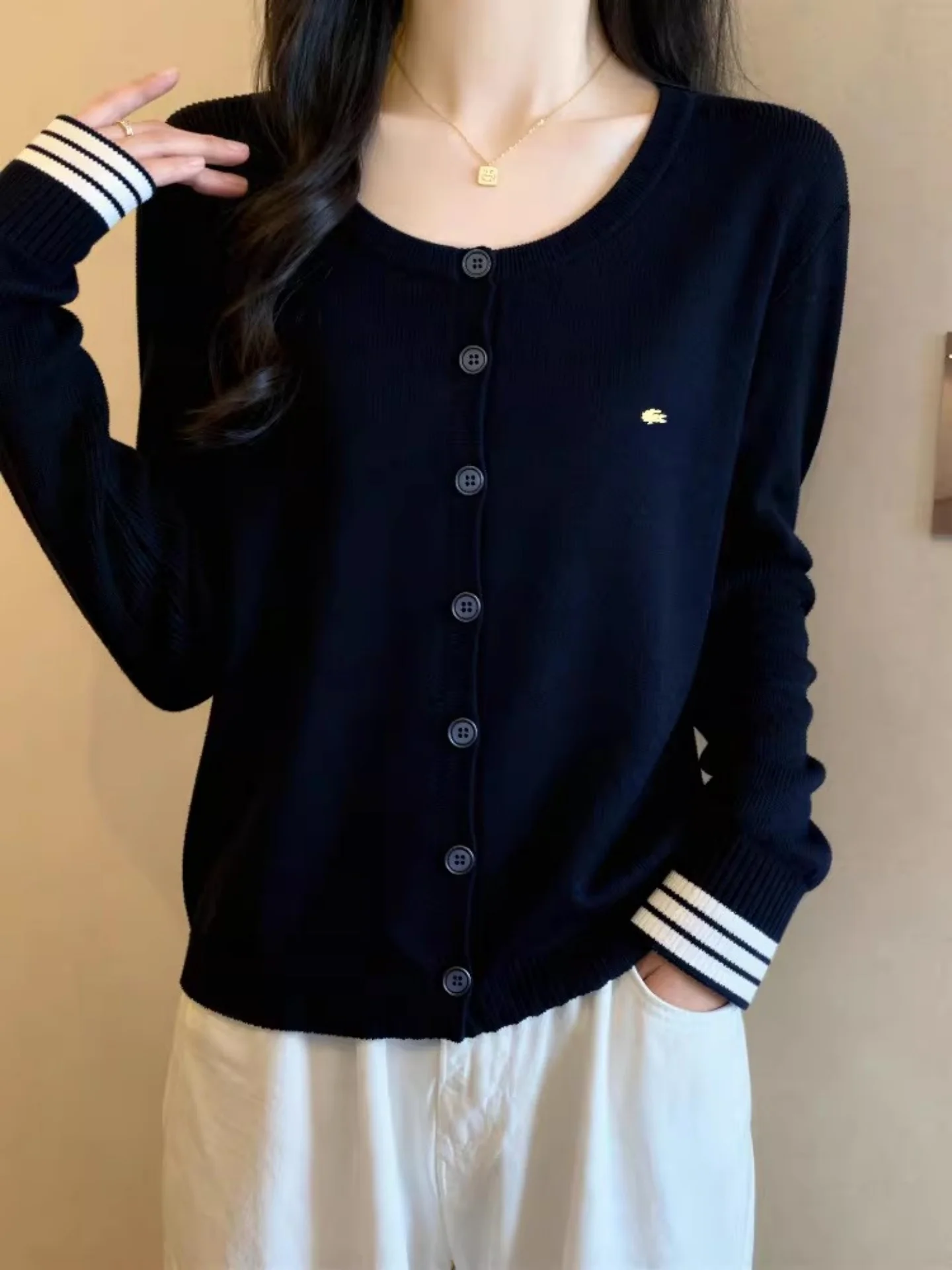 

Ele k Blue Knitted Open Cardigan Women's plus Size Faionable Winter Top Korean Sle Regular Fit Long Sve Coat