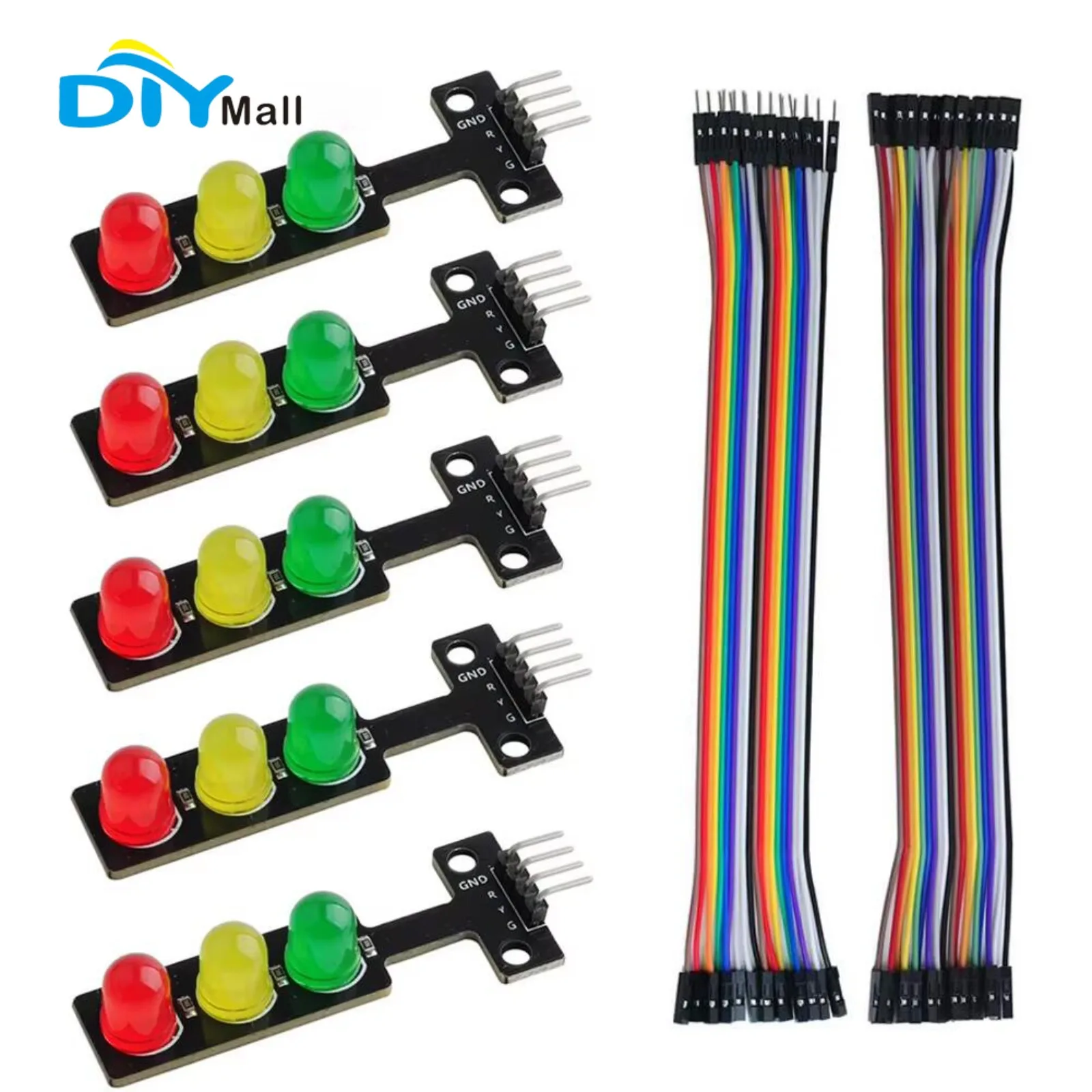 5PCS Micro Traffic Signal Light Module 5V DC with Dupont Wires for Arduino DIY