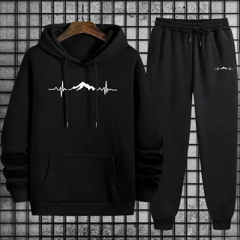 

Men's Sportswear Set Hoodie + Sweatpants Urban Casual Fashion Sweatshirt Autumn Winter Male Home Outdoor Comfort Warm Tracksuit